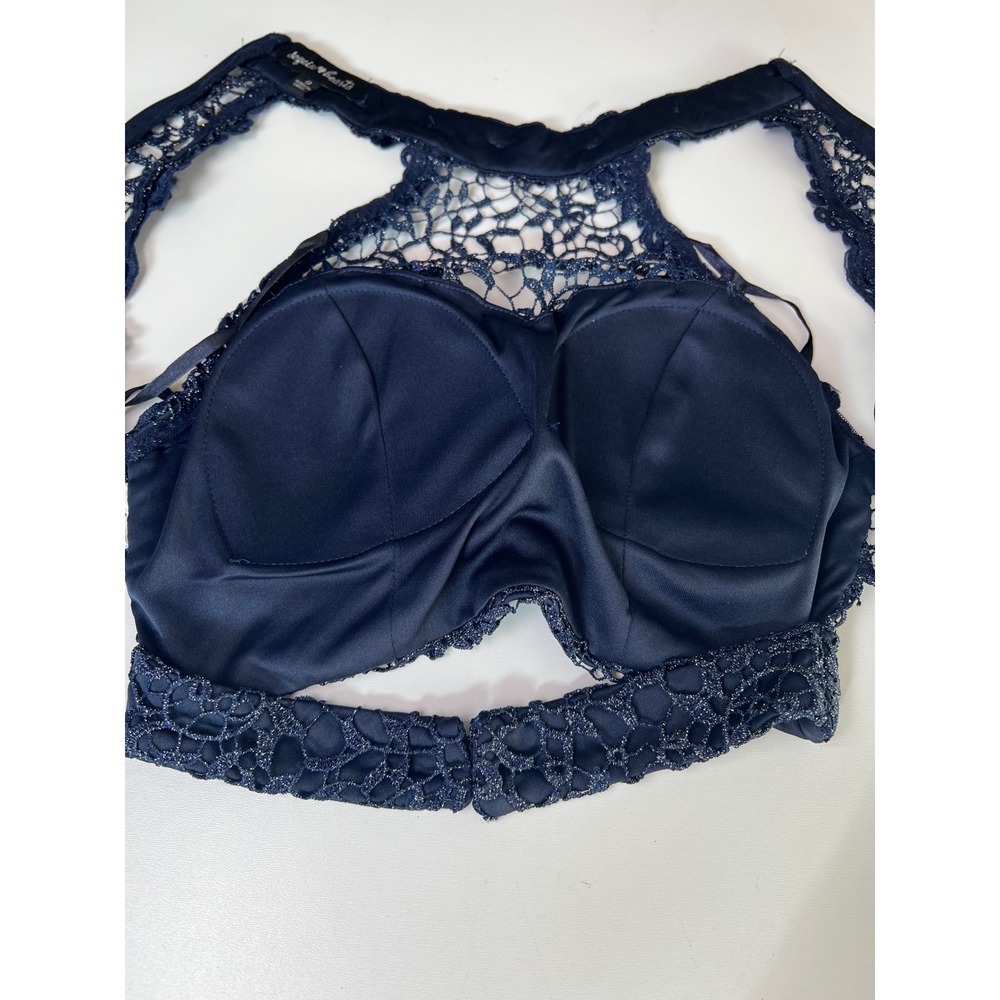 Sequin Hearts Navy Blue Lace Halter Crop Top Size 0‎ NWT - Picture 5 of 10